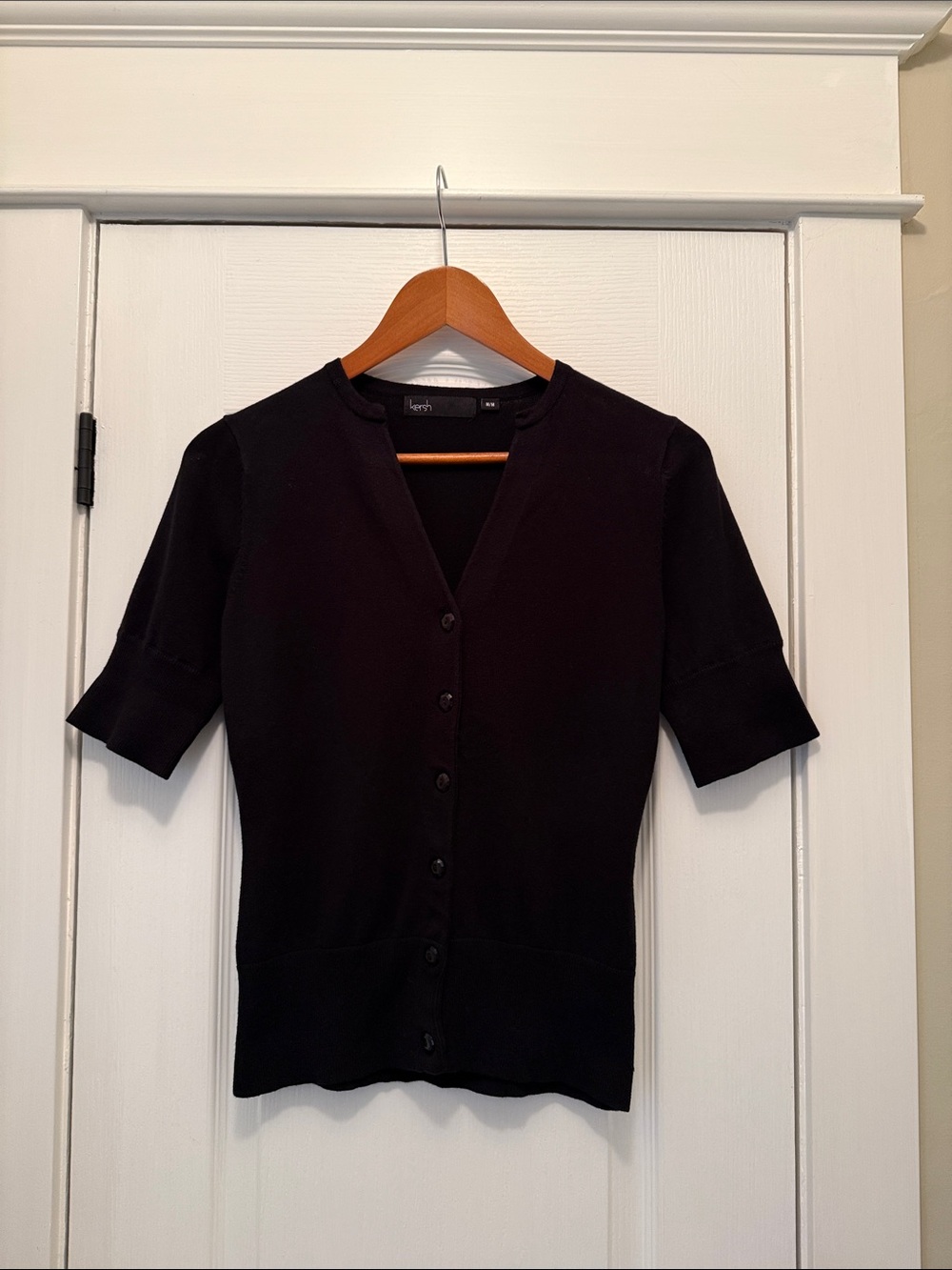 Kersh Black Short Sleeve Button-Up Cardigan